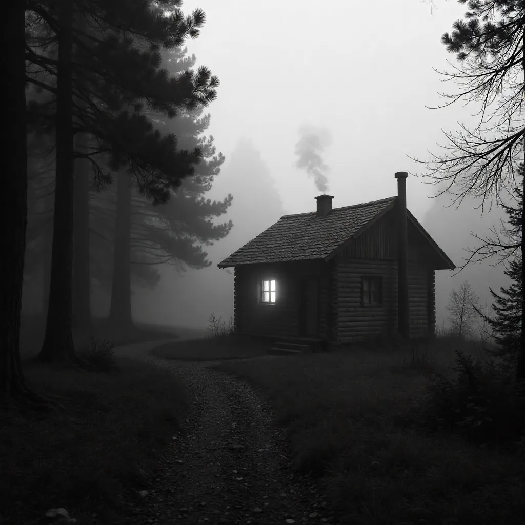 Fog-Bound Bolu Forest Cabin in Monochrome