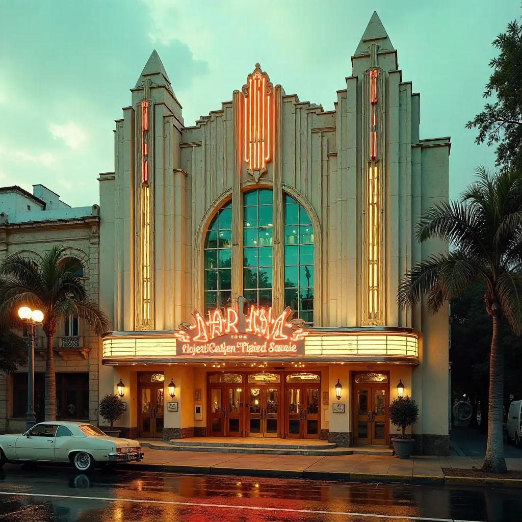 Elegant Art Deco Cinema Facade in Aguascalientes, MX