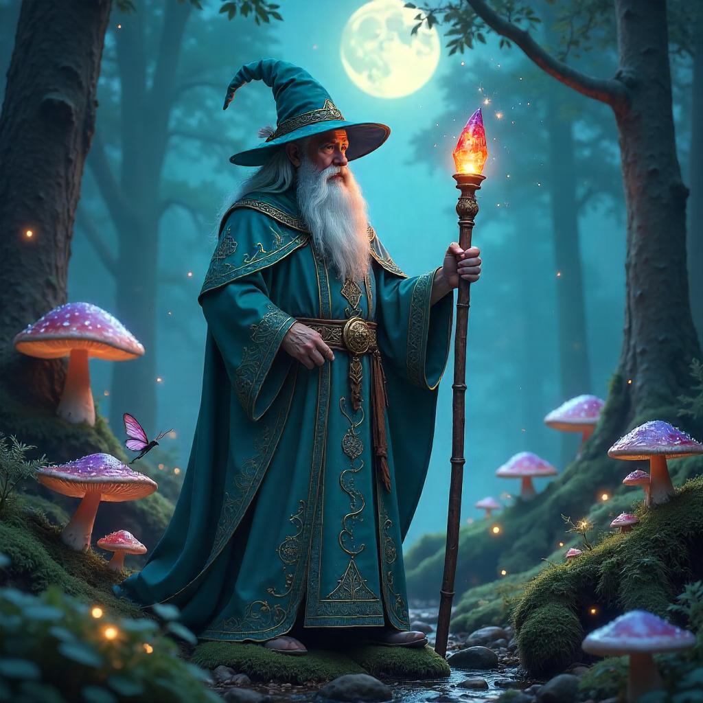Photoreal Wizard in a Fairy Wonderland
