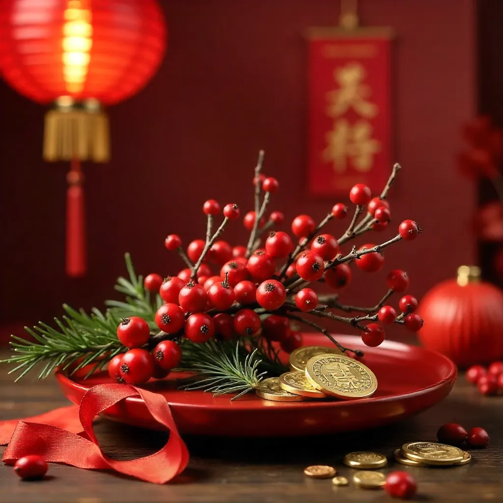 Prosperity Lanterns and Red Berries