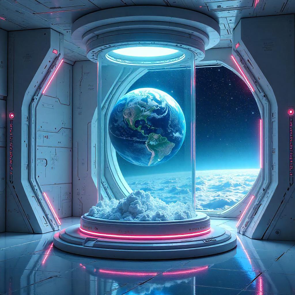 Planet in Cryogenic Chamber: Neon Digital Art