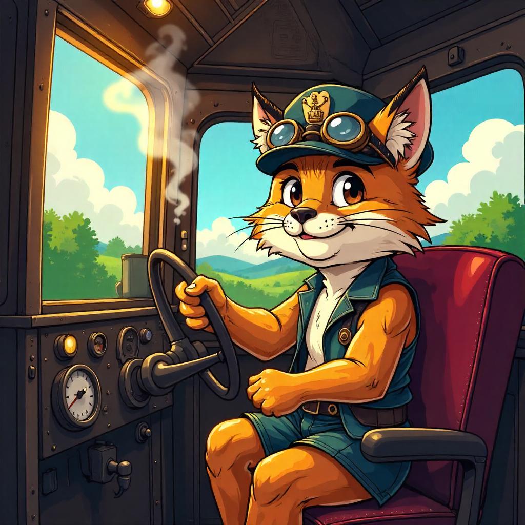 Lynx Engineer in a Whistling Steam Engine