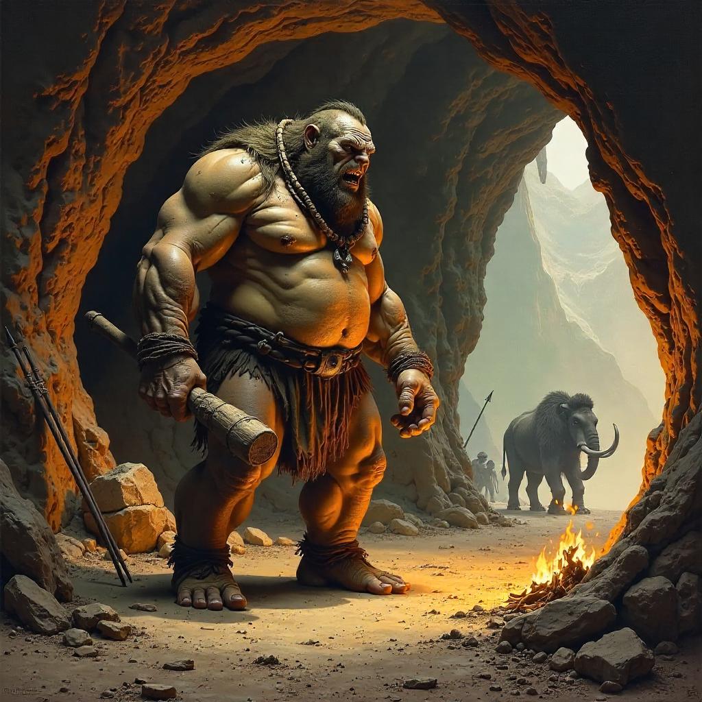 Ogre of the Stone Age: An Oil Painting