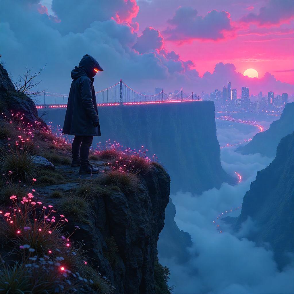 Neon Meadow on the Cliff Edge