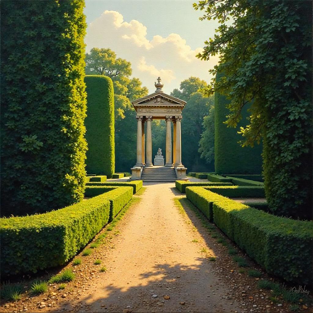 The Hedge Maze Monument in Oil Painting