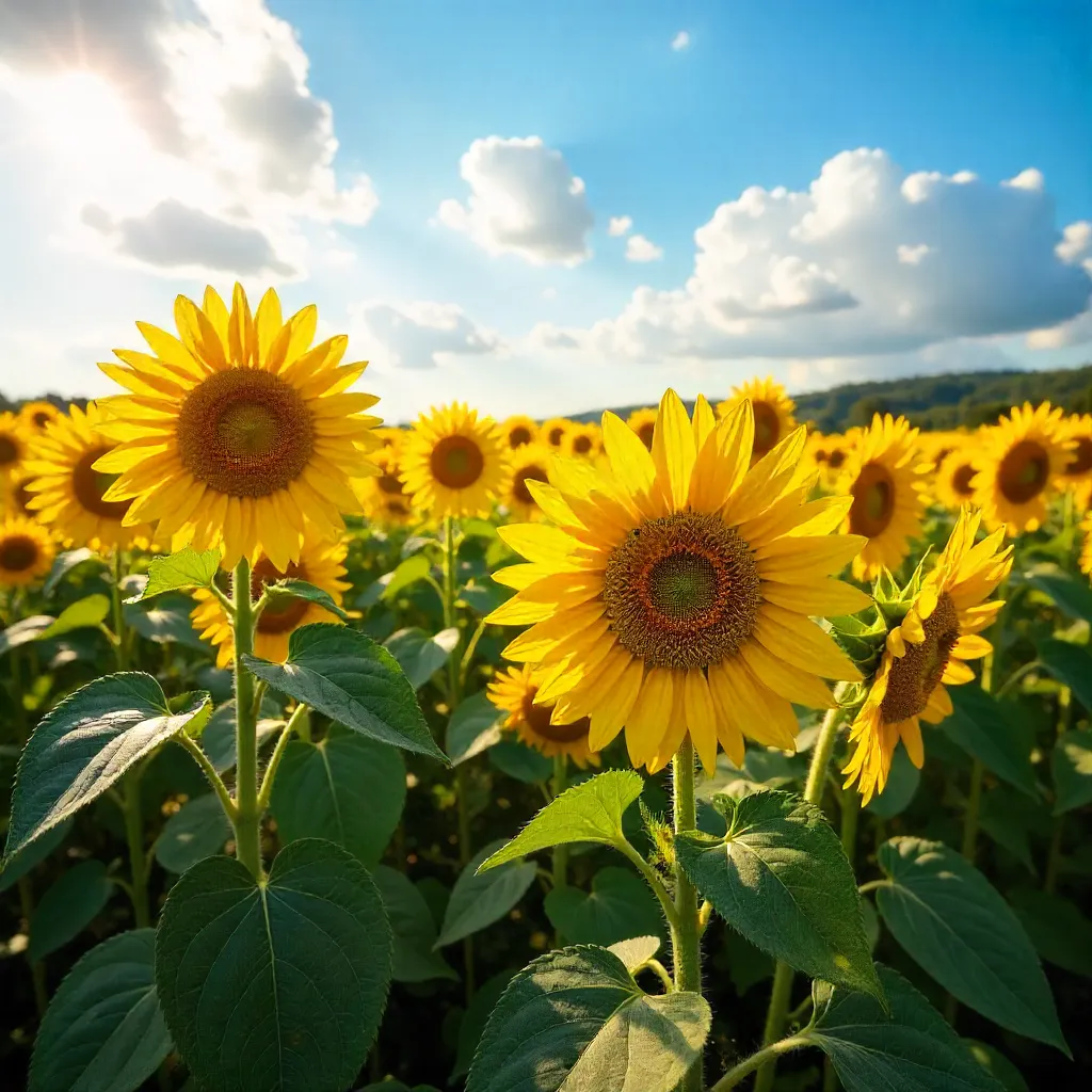 Sunflower Field in Golden Summer Light