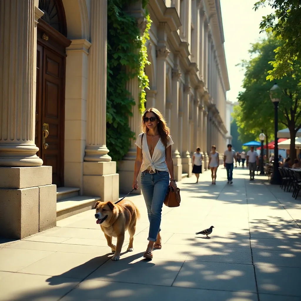 Sunny Urban Stroll by Historic Library