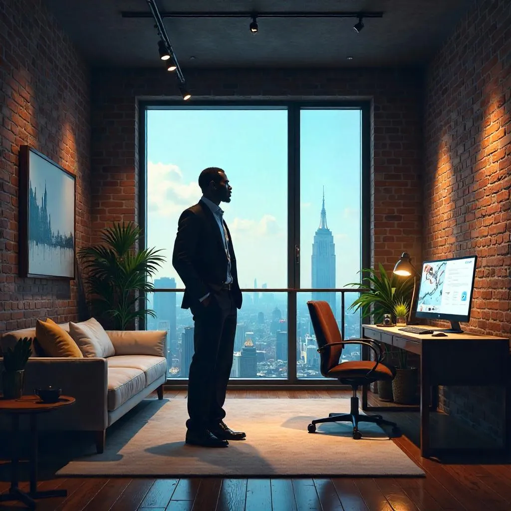 Confident Black Man in a Modern Loft – Concept Art
