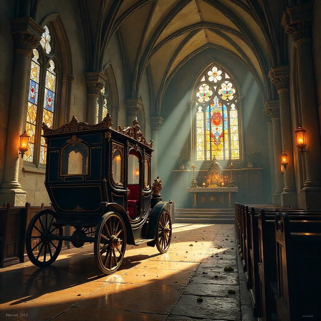 Carriage Concept Art Inside a Chapel