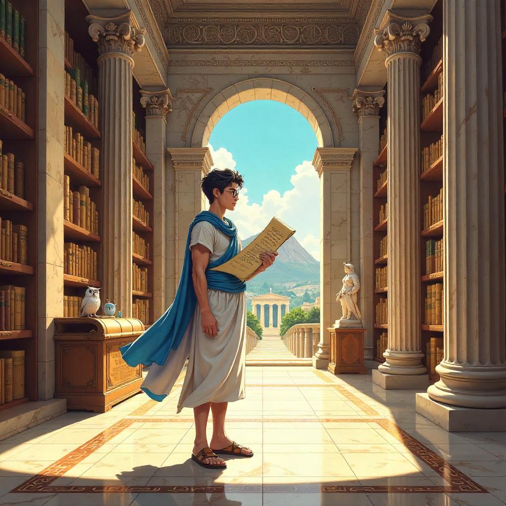 Anime Librarian in Ancient Greece