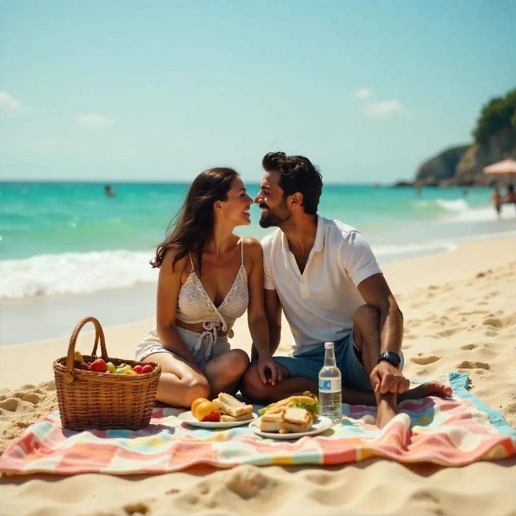 Romantic Beach Picnic with Wheelchair Nearby