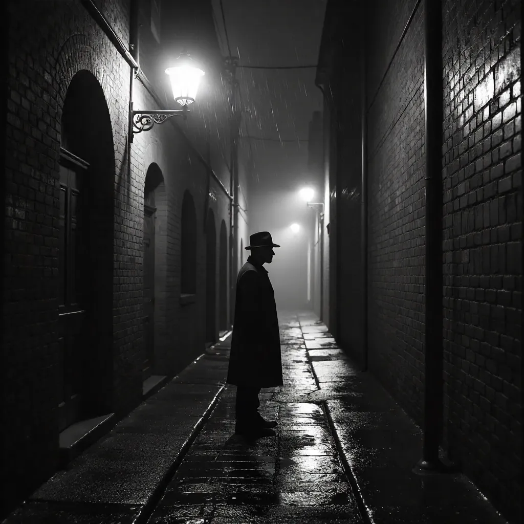 Solitary Figure in a Noir Alleyway
