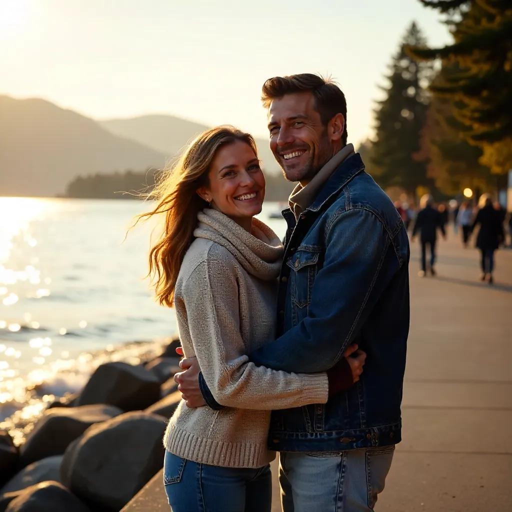 Joyful Vancouver Seaside Embrace