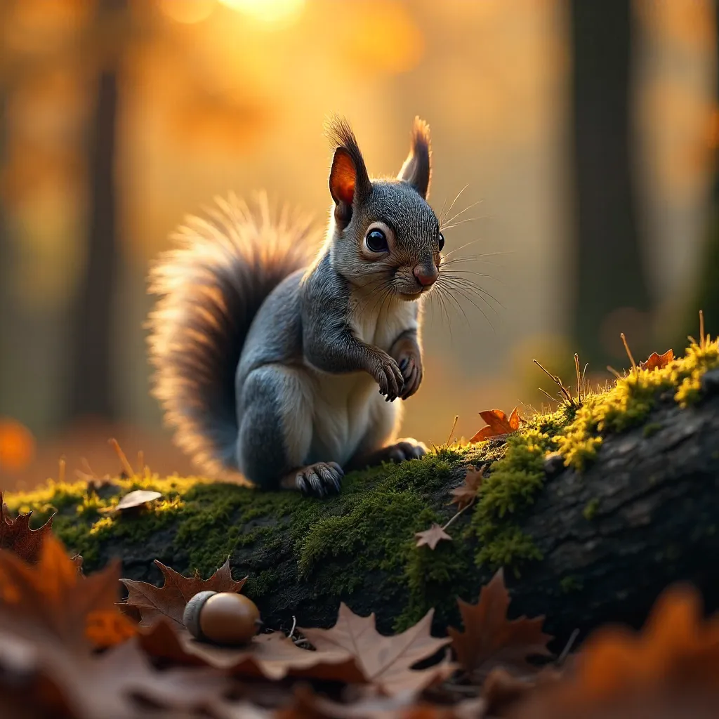Whiskered Ember: Squirrel in Autumn Forest