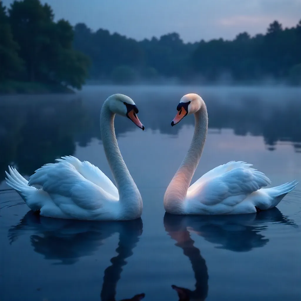 Serene Double Swan on Dark Water