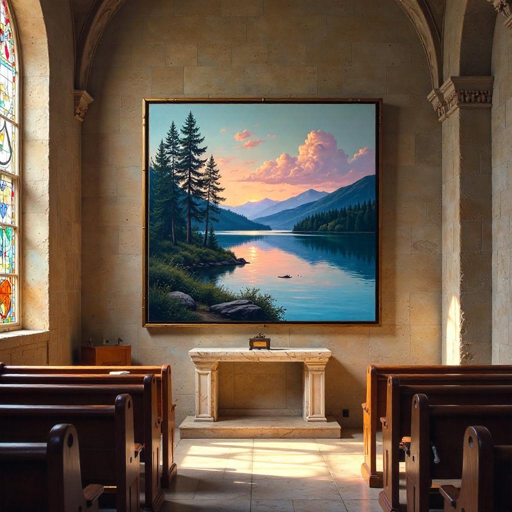 The Lake Inside a Chapel: An Oil Painting