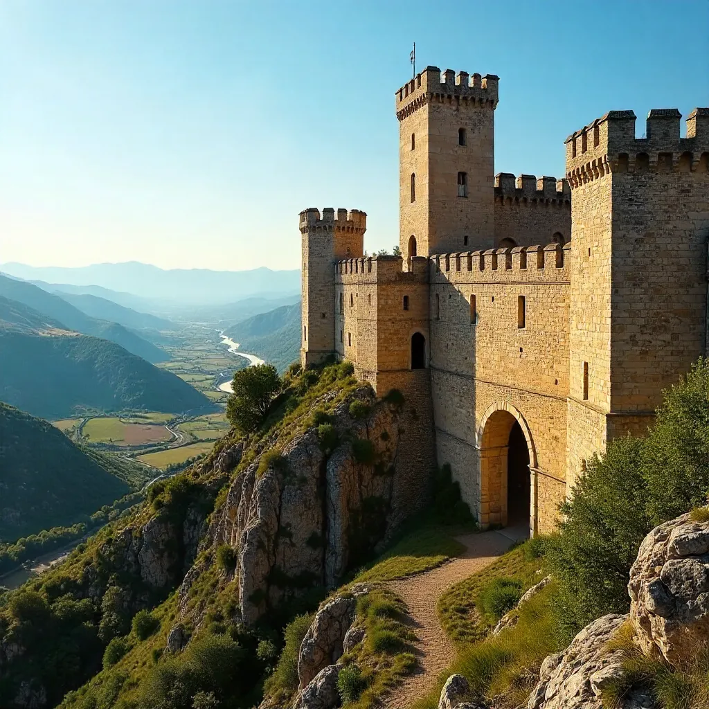 Majestic Occitanie Fort Under Clear Blue Skies