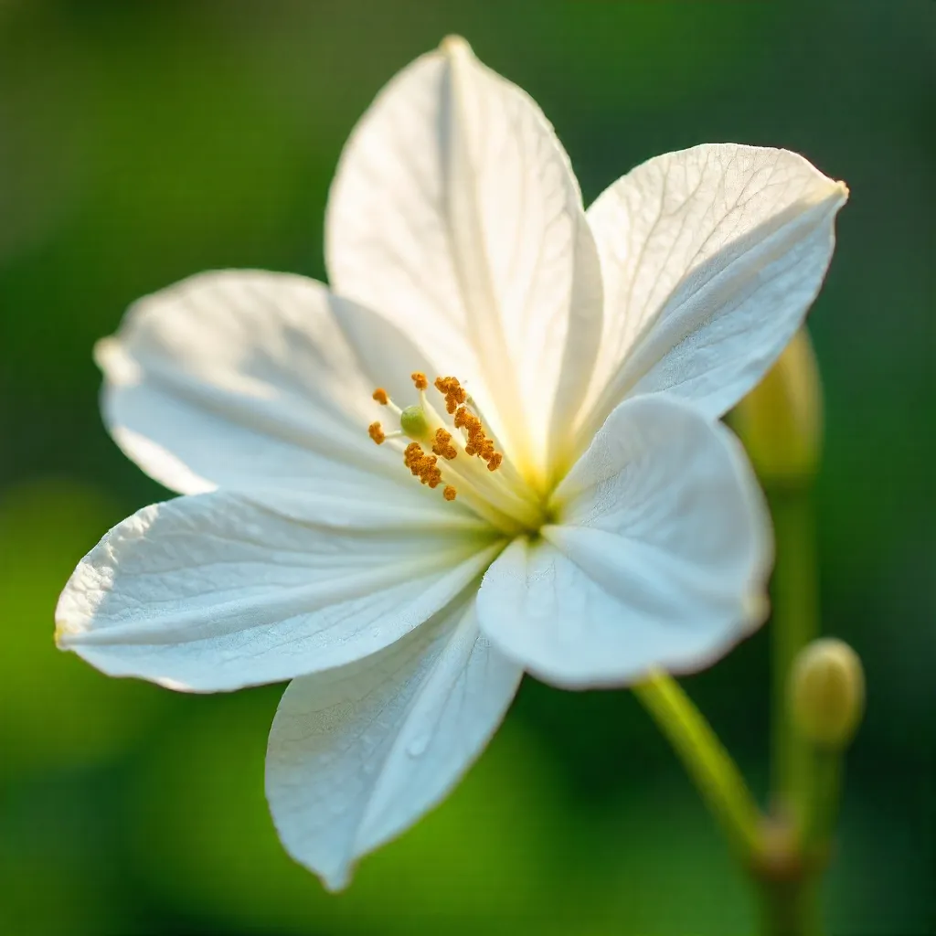Macro Close-Up: White Flowers in Bloom