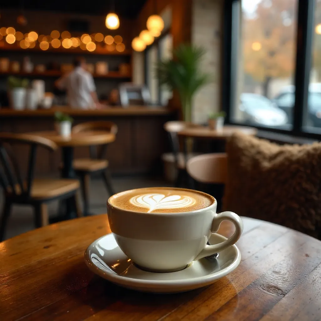 Cozy Latte in a Warm Coffee Shop