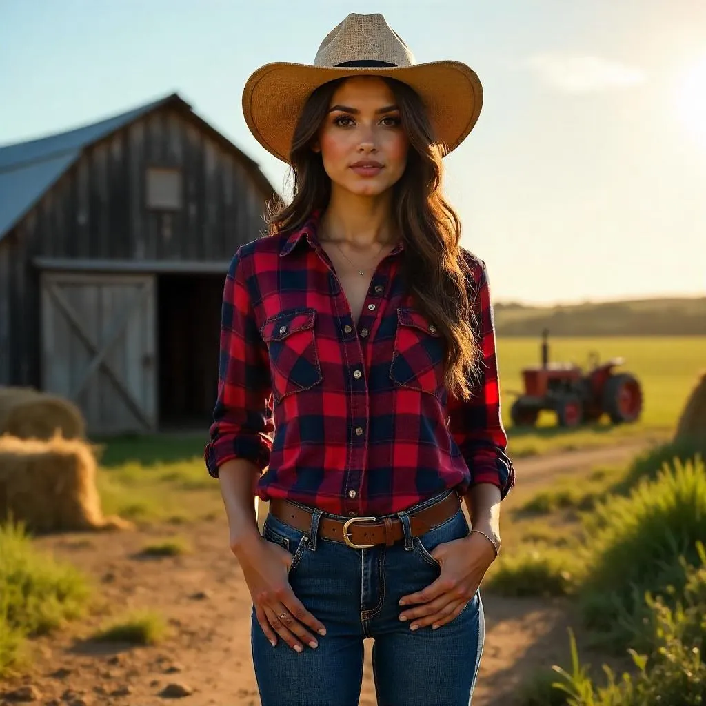 Latina Farmwoman in Golden Hour Light