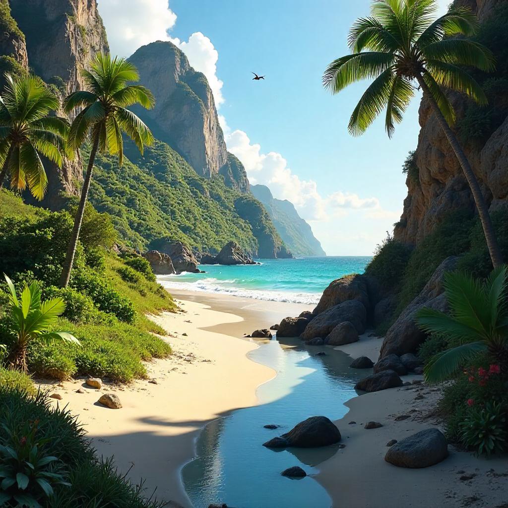 Valley Between Sand Dunes on a Tropical Beach