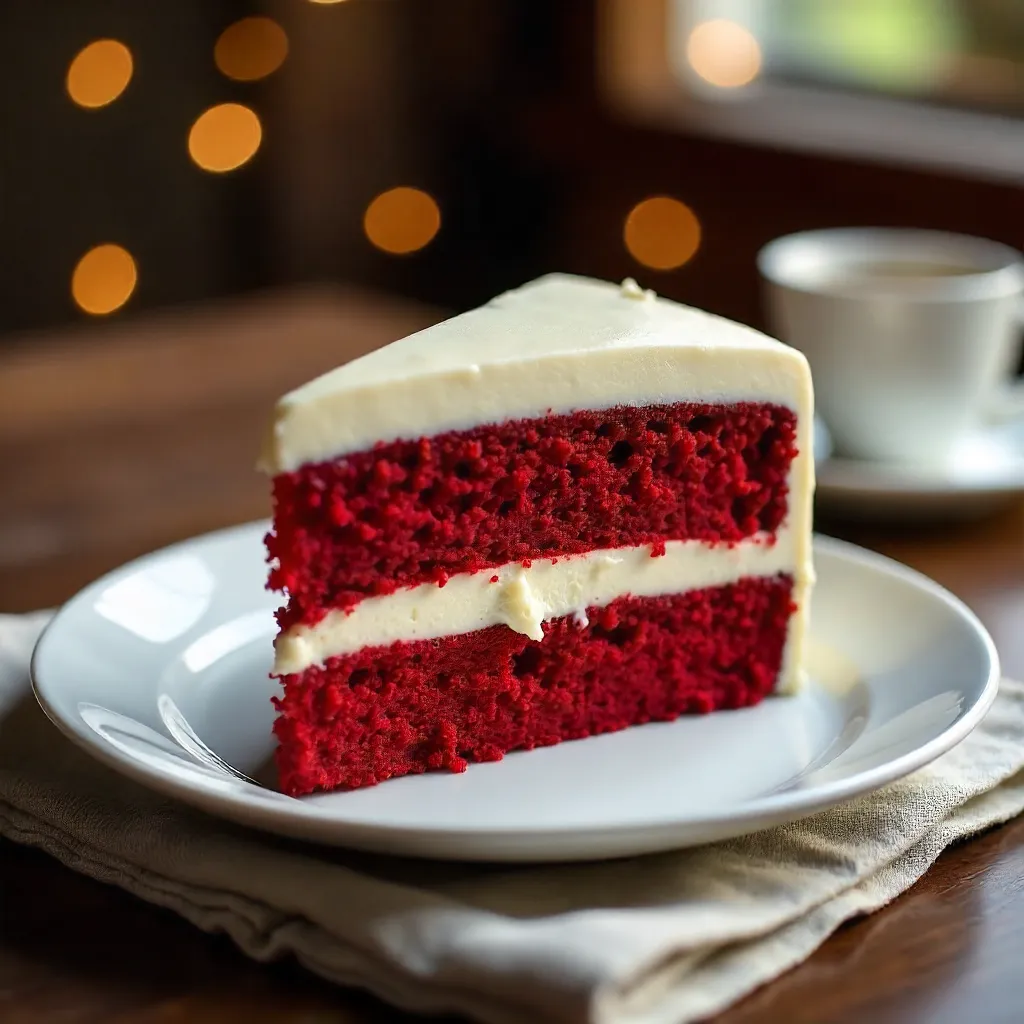 Slice of Red Velvet Cake on Plate - Dessert Setting