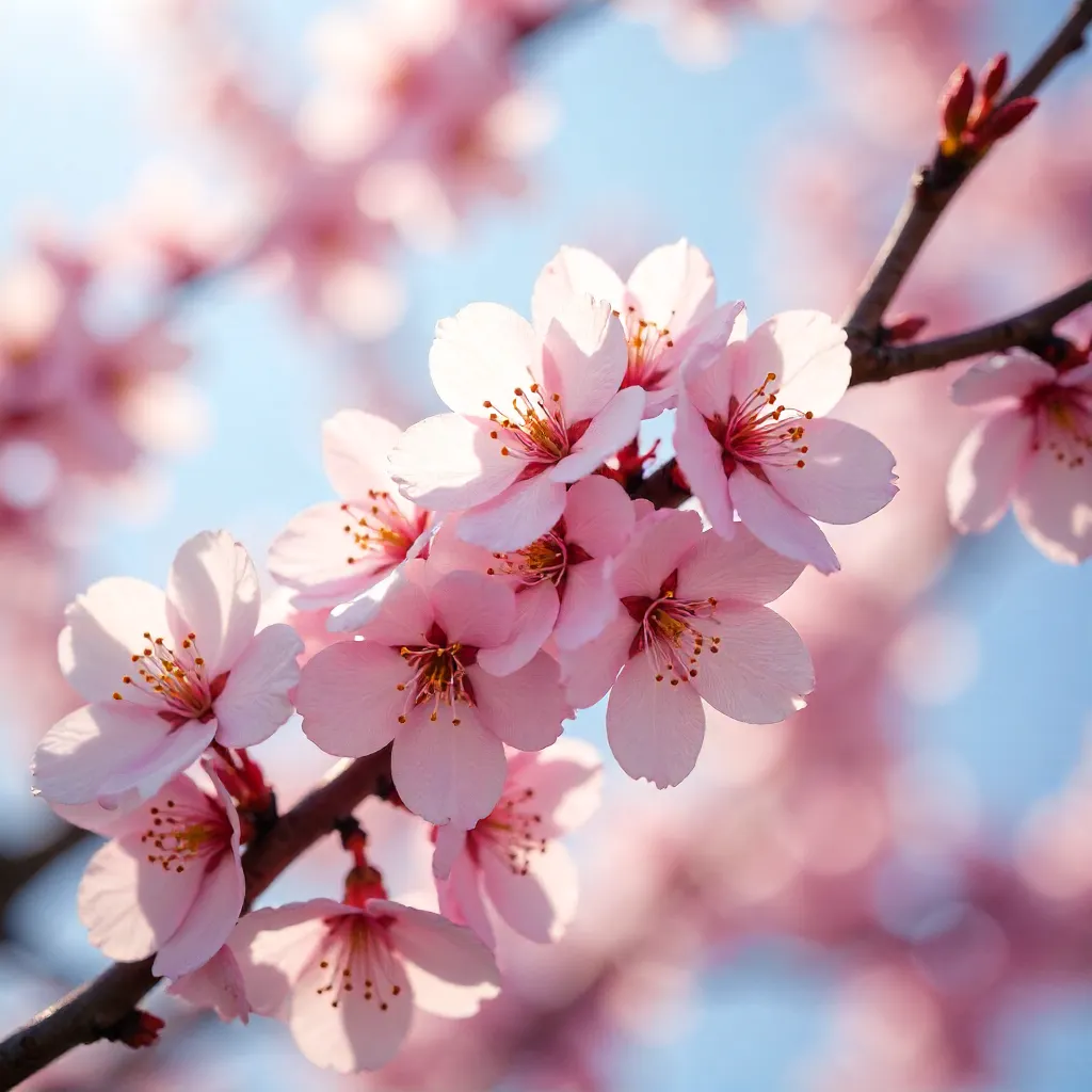 Delicate Cherry Blossom Branches in Full Bloom