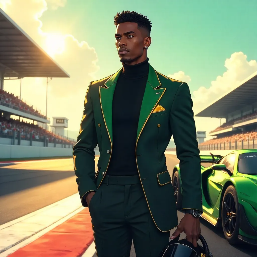Elegantly Dressed Black Man at the Racing Track (Anime)