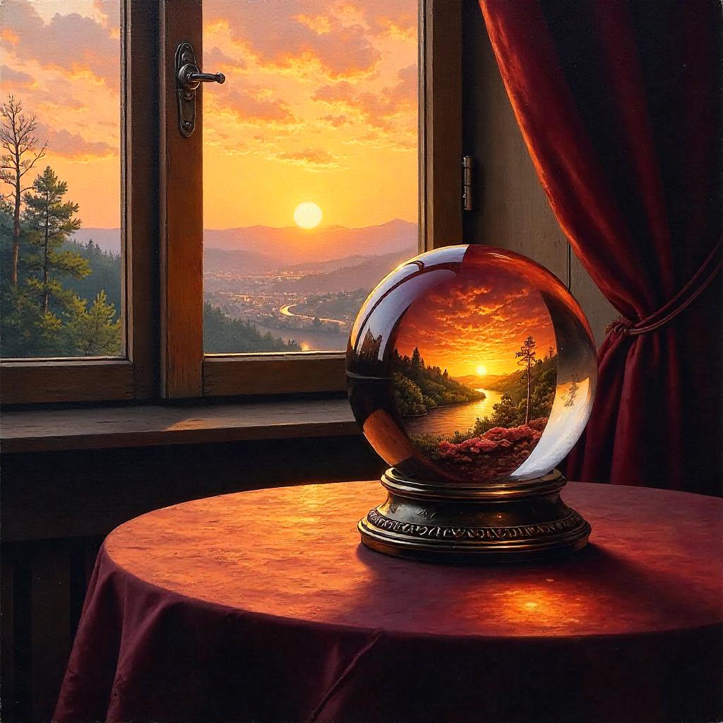 Sunset Crystal Ball: An Oil Painting Portrait