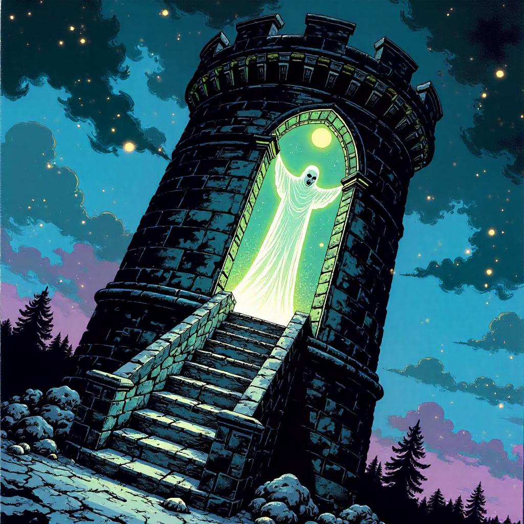 Specter in the Tower: A Bold Comic Scene