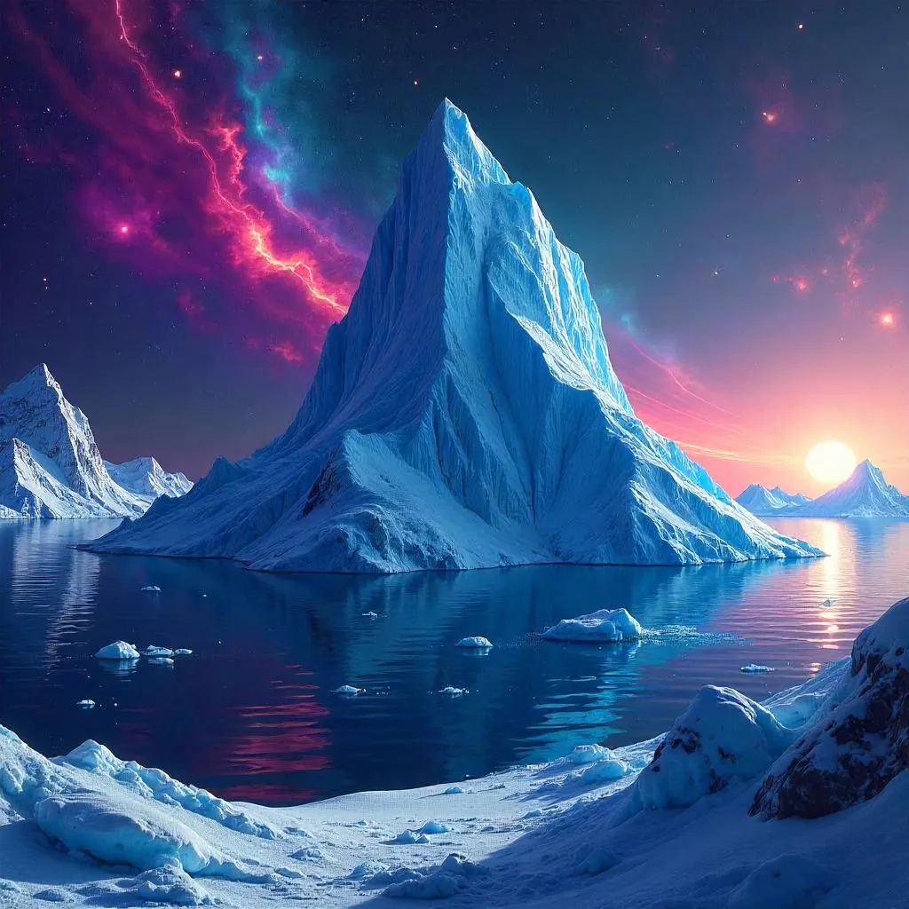 Nebula Concept Art on a Floating Iceberg