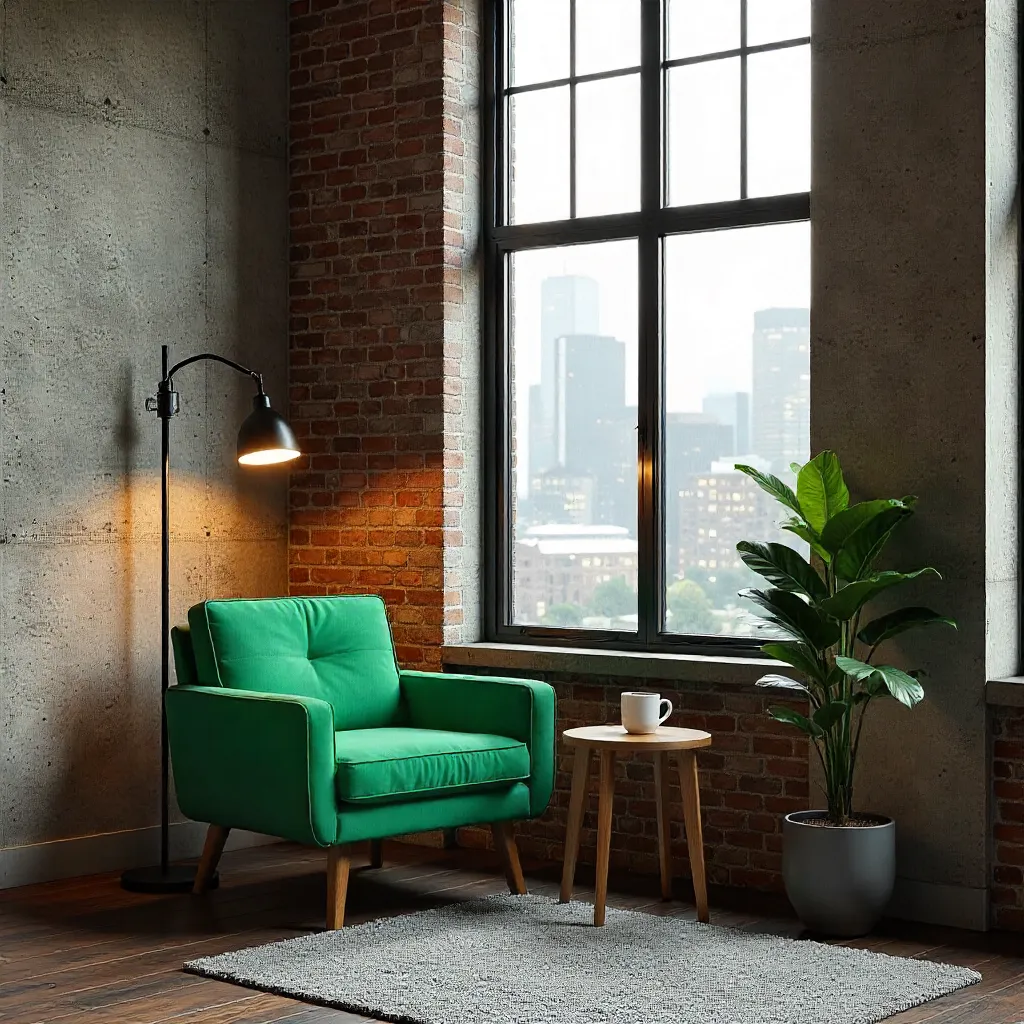 Cozy Seattle Loft: Green Chair Accent