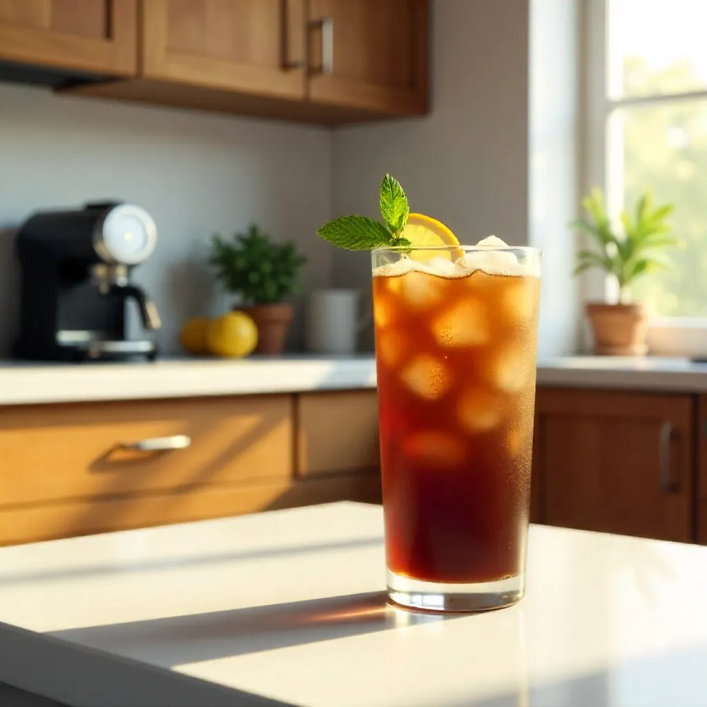 Cozy Modern Iced Coffee on a White Table