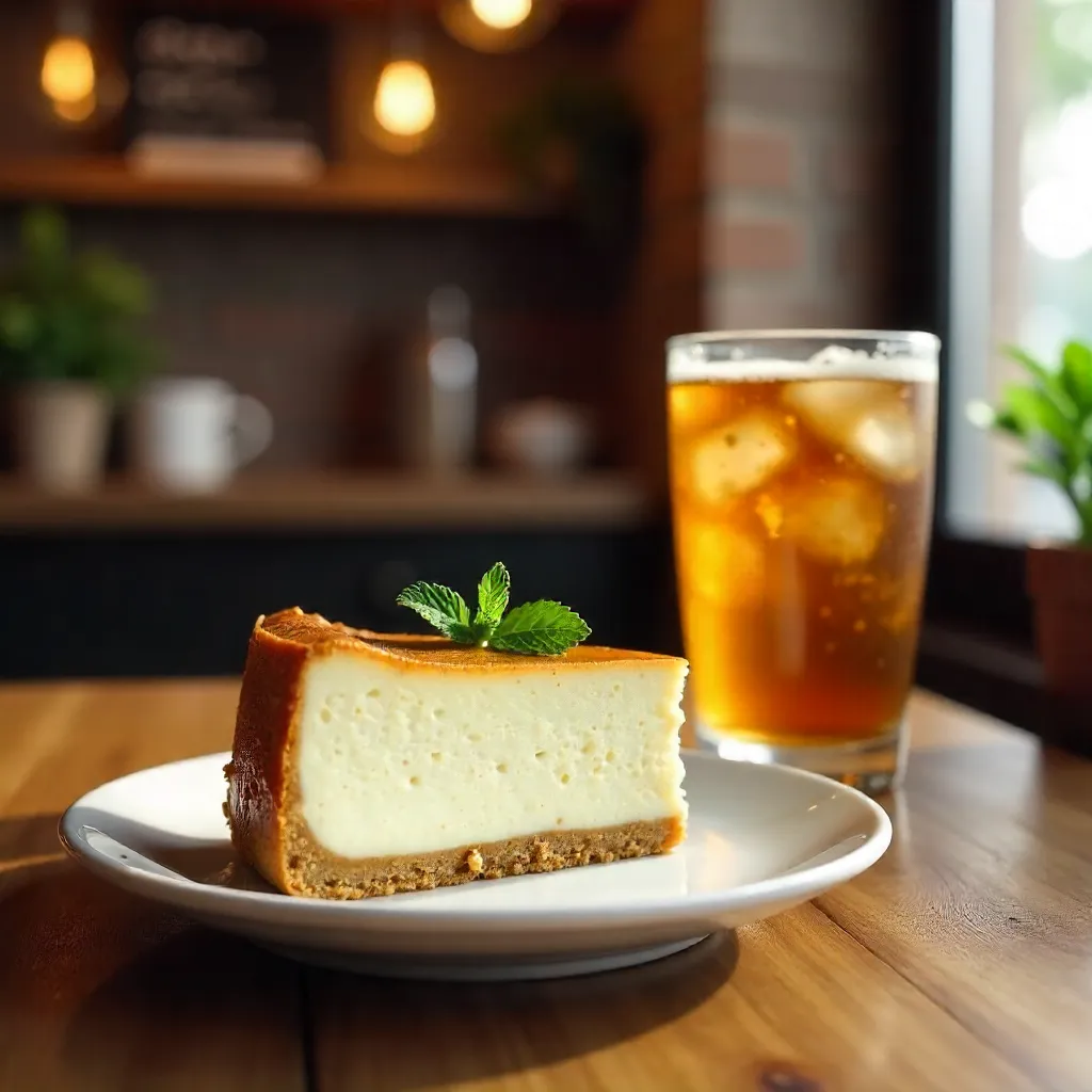 Cozy Café Cheesecake and Iced Coffee