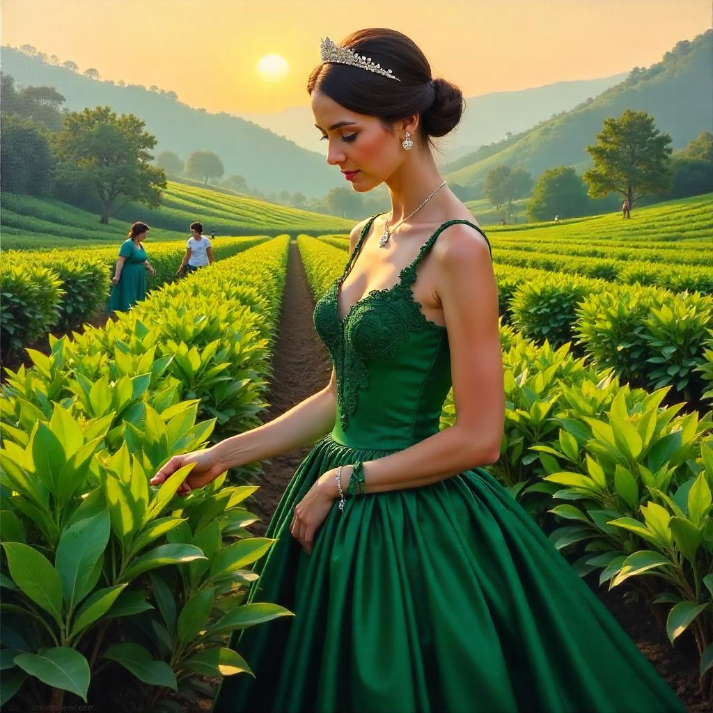 Princess in a Tea Plantation — Oil Painting