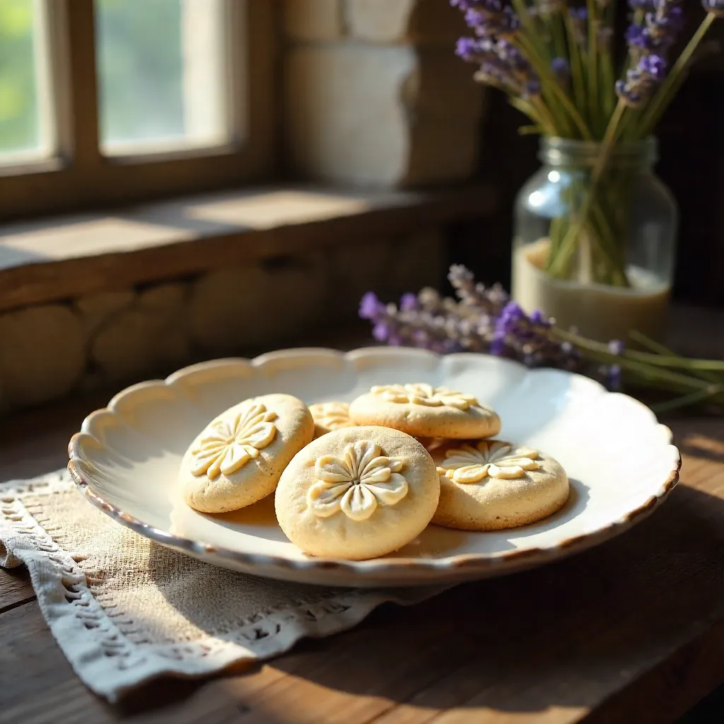 Floral-Embossed Cookies on Vintage Plate