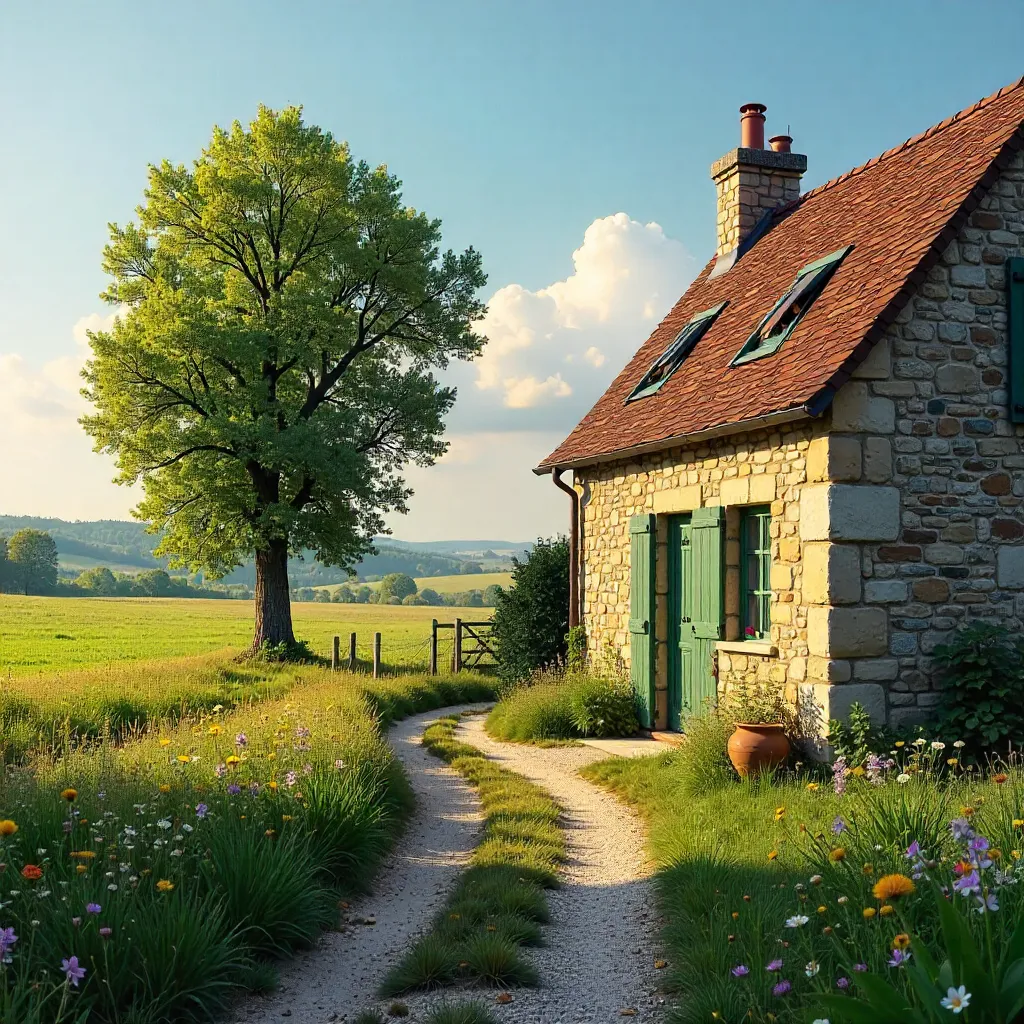 Serene Rennes Countryside: House Among Trees