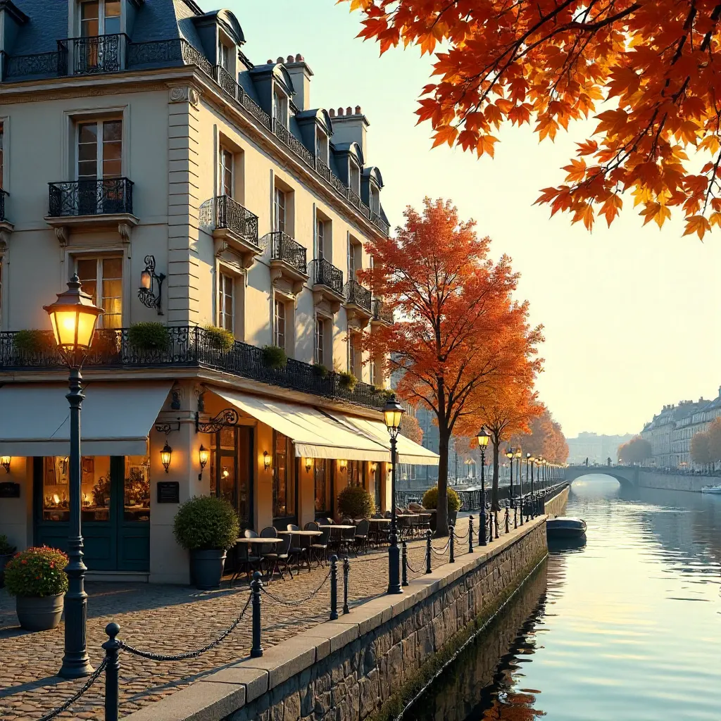 Autumn Facade by the Seine: Classic Parisian Architecture