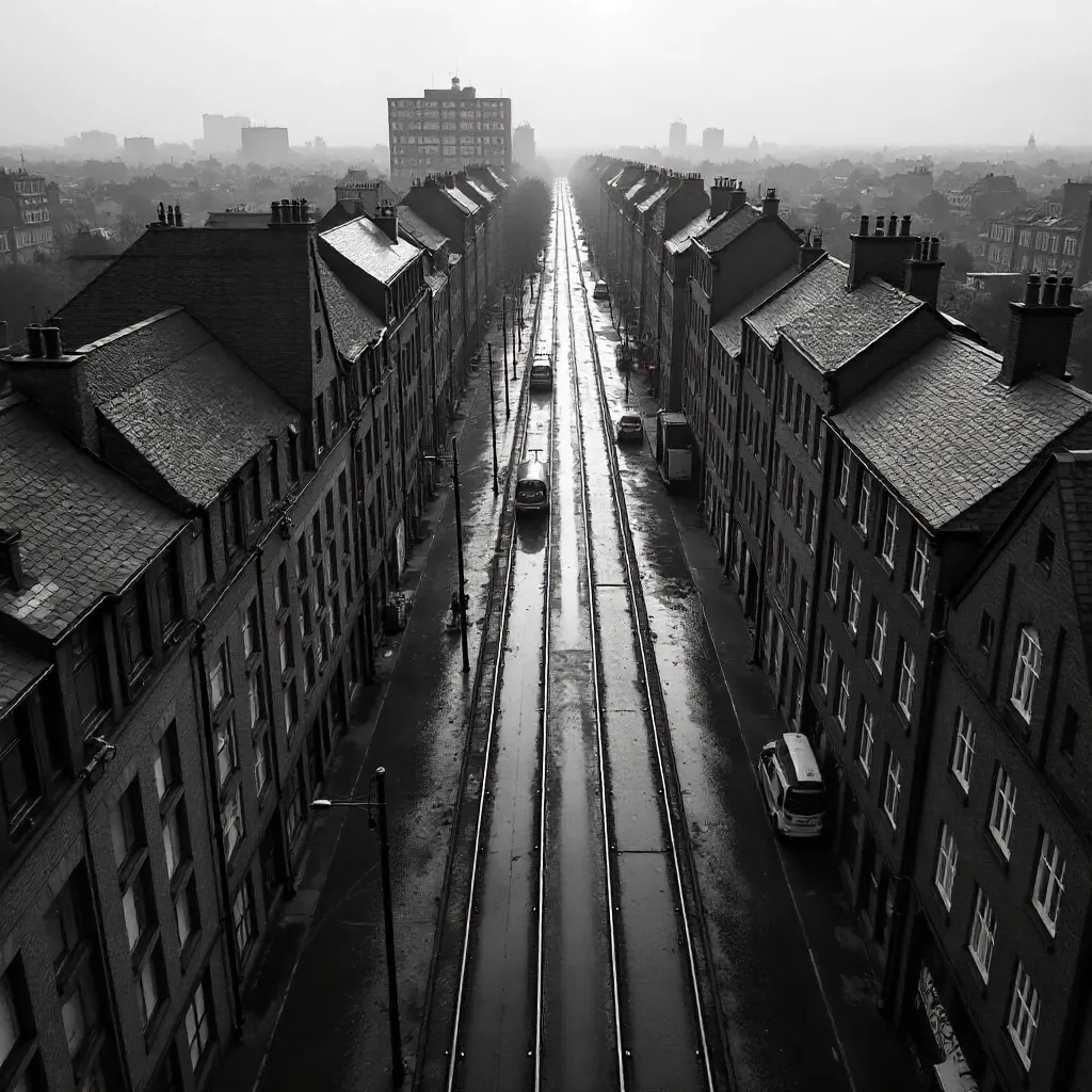 Monochrome Aerial Hamburg Street Architecture