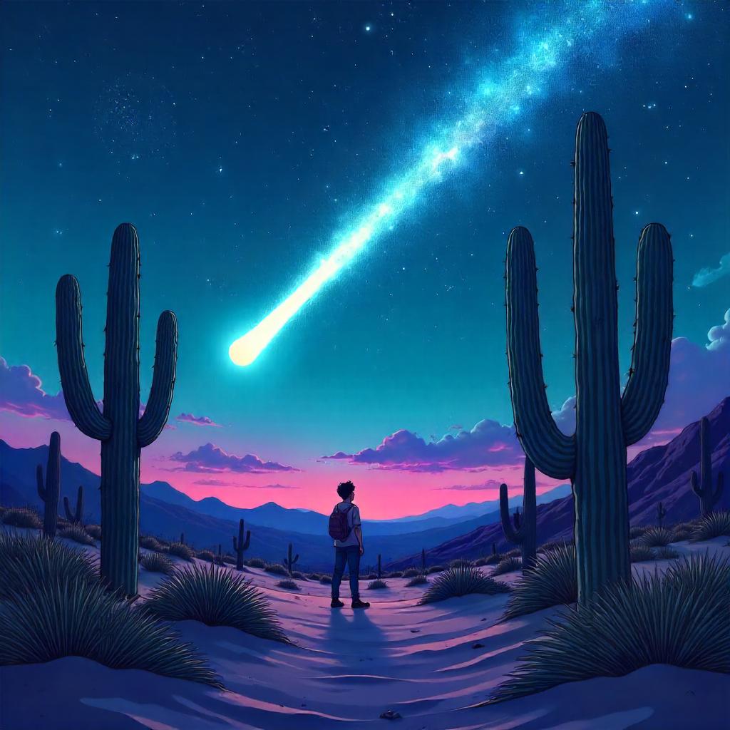 Comet Over Desert Cacti: Anime Night