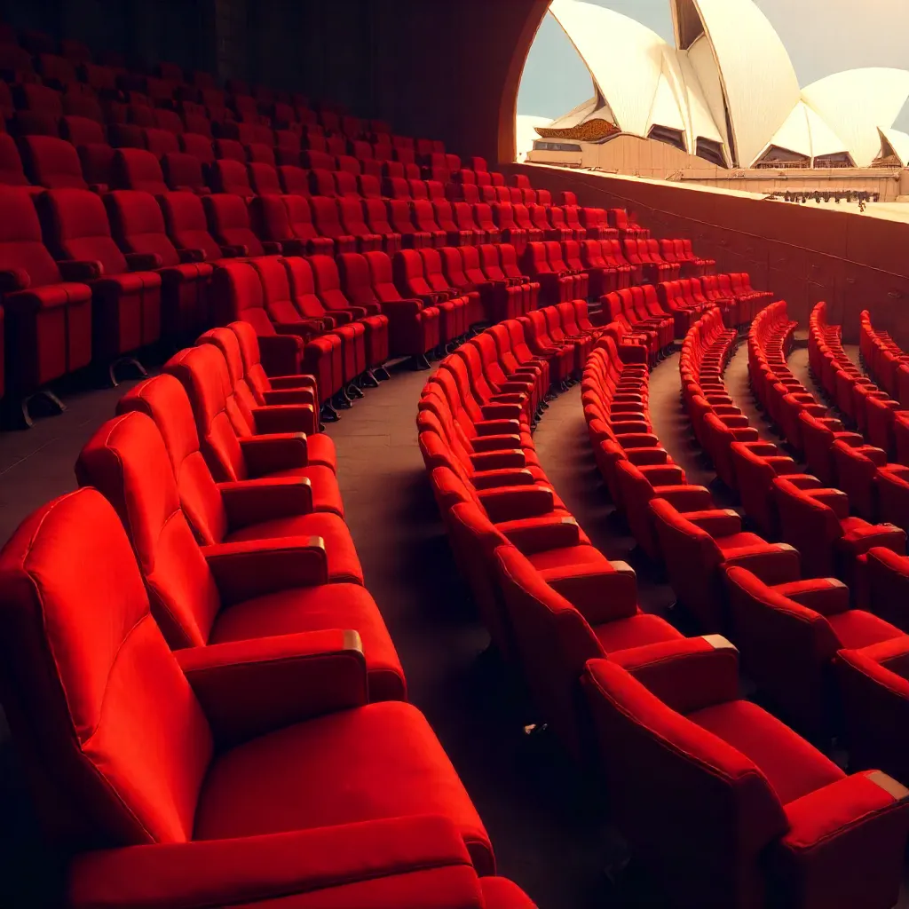 Abstract Red Seating Rhythm in Sydney Opera House
