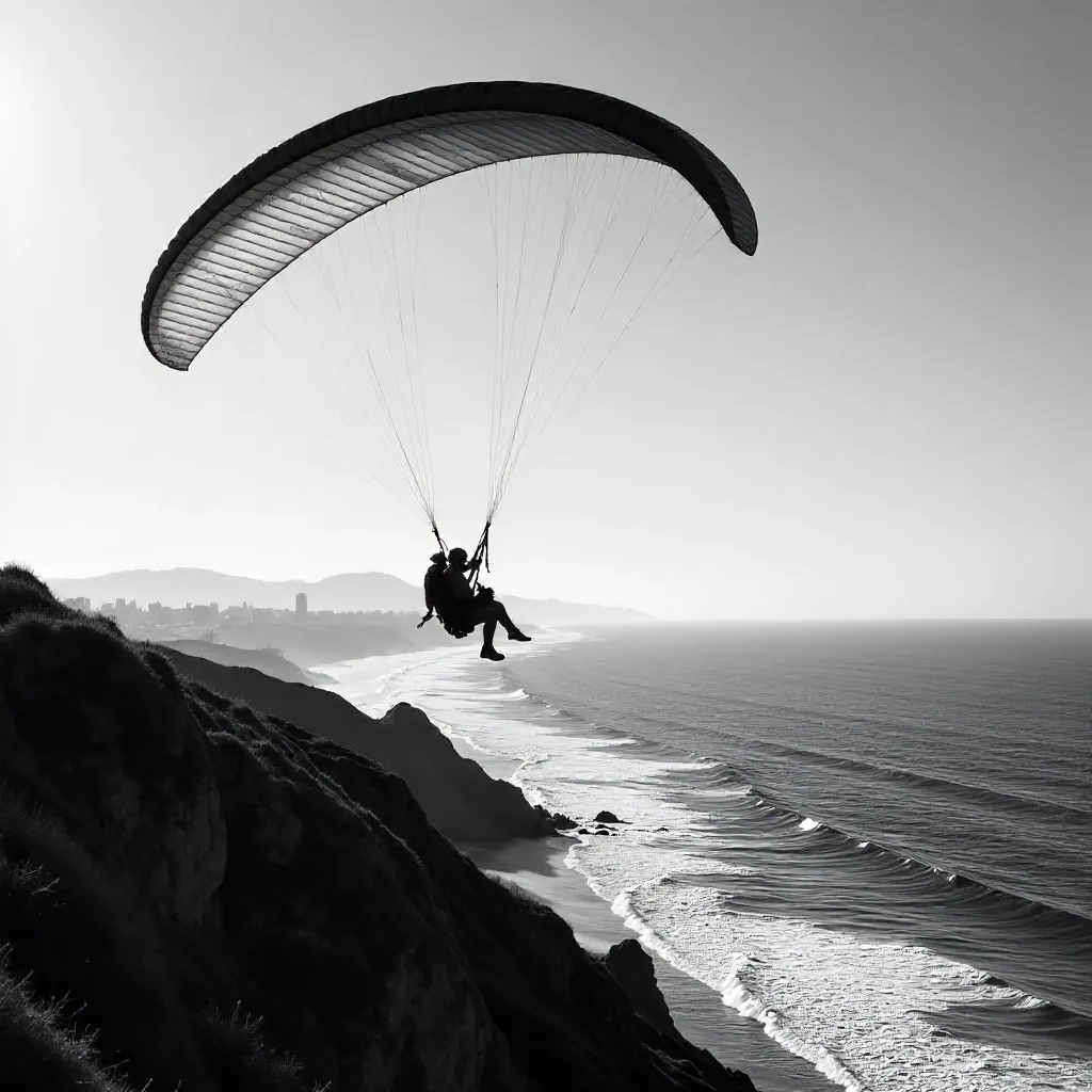Silhouette of a Paraglider Preparing for Takeoff in San Diego