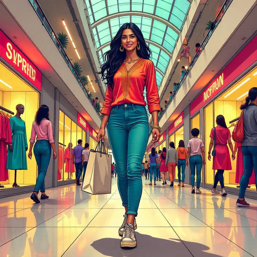 Comic Mall Run: Indian Woman in Action