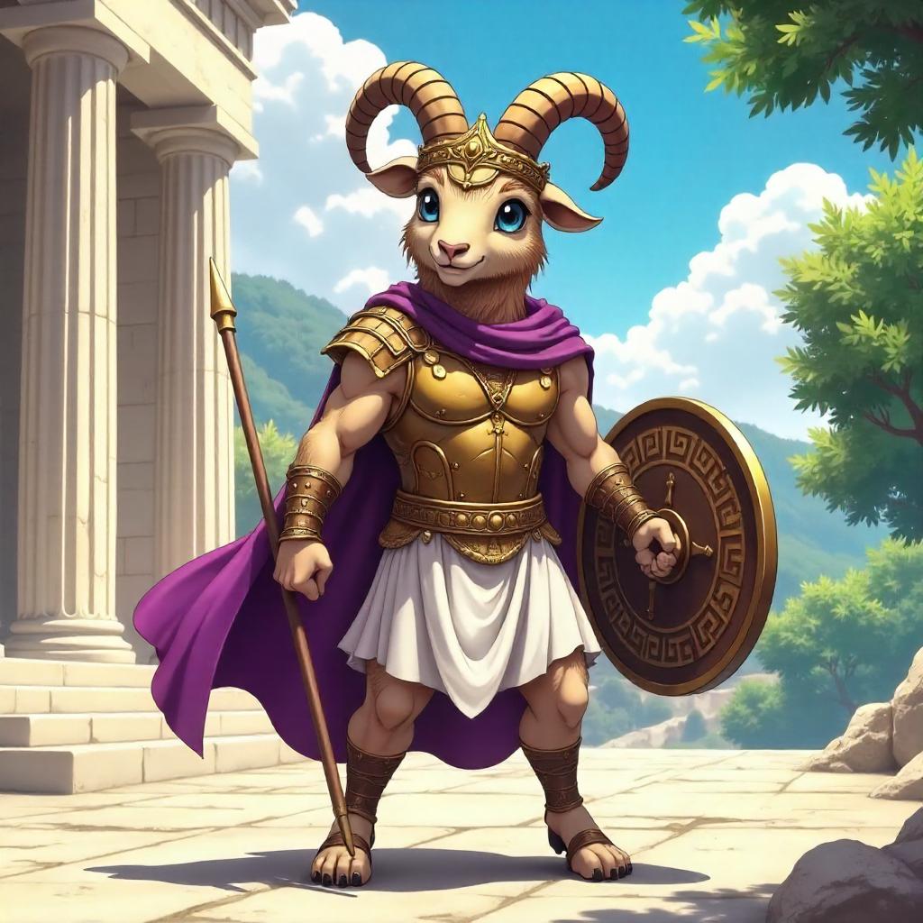Anime Goat Warrior in Ancient Greece