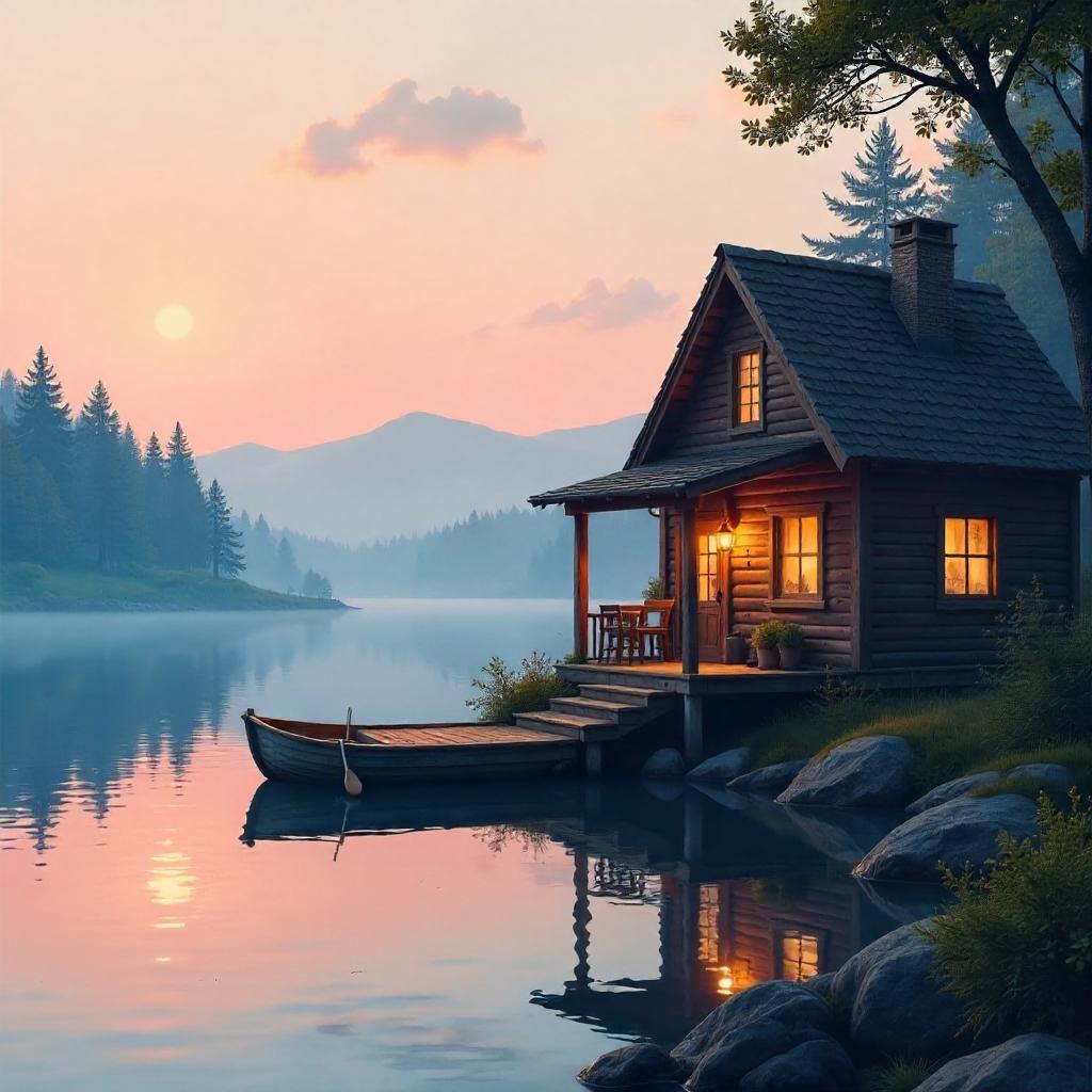 Cozy Lake Cottage Concept Art