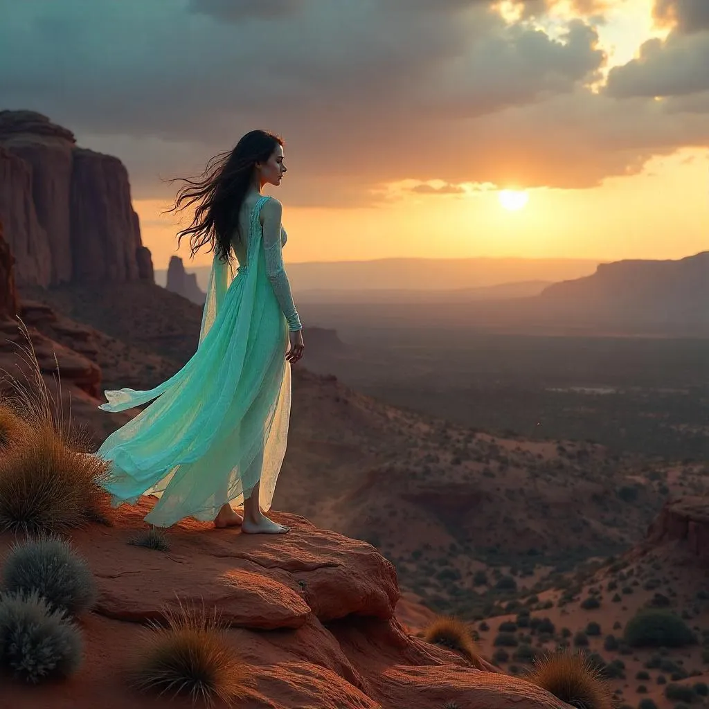 Photoreal banshee over a desert mesa