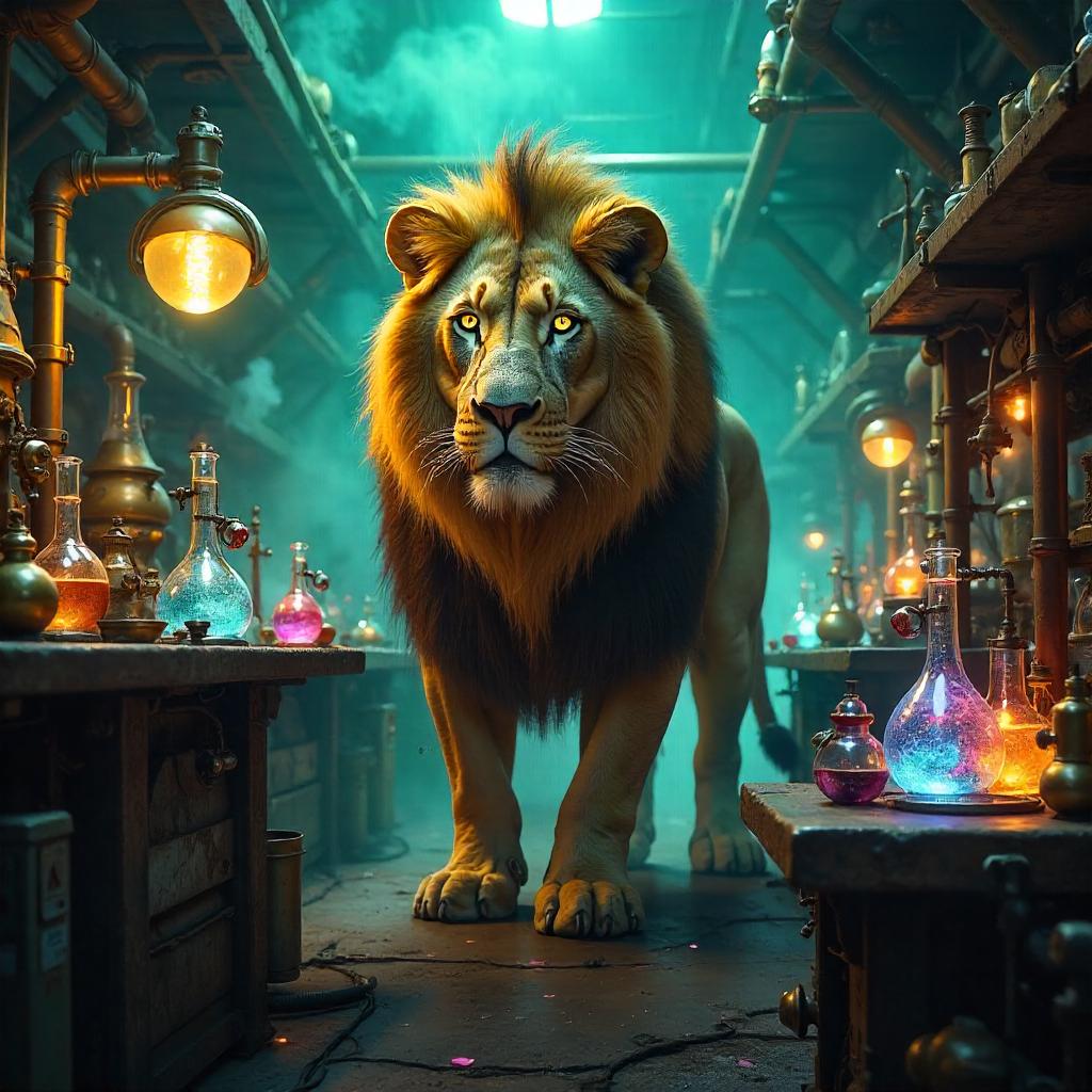Lion in a Mad Scientist Lab - Concept Art