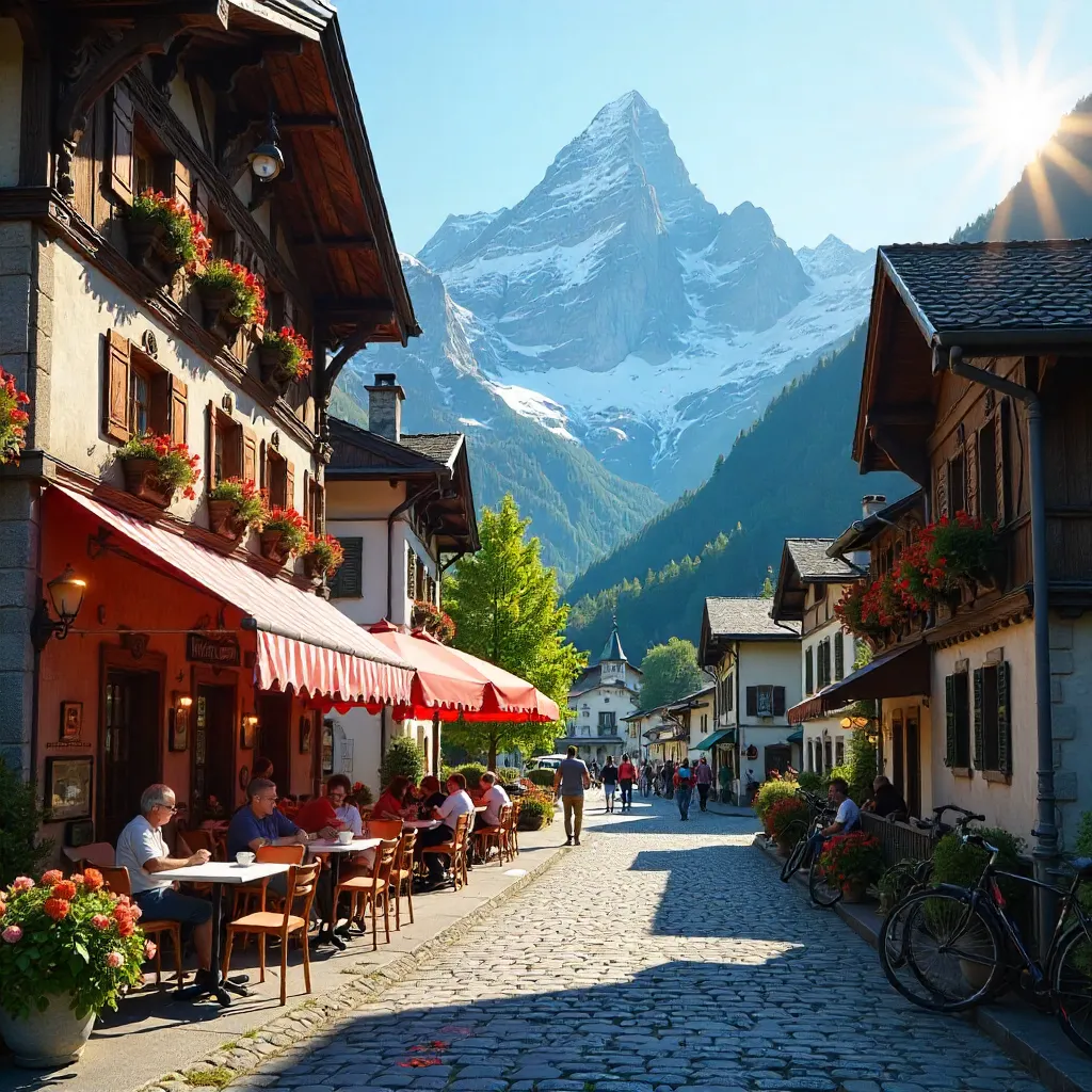Grindelwald Alpine Street with Hotel Alte Post
