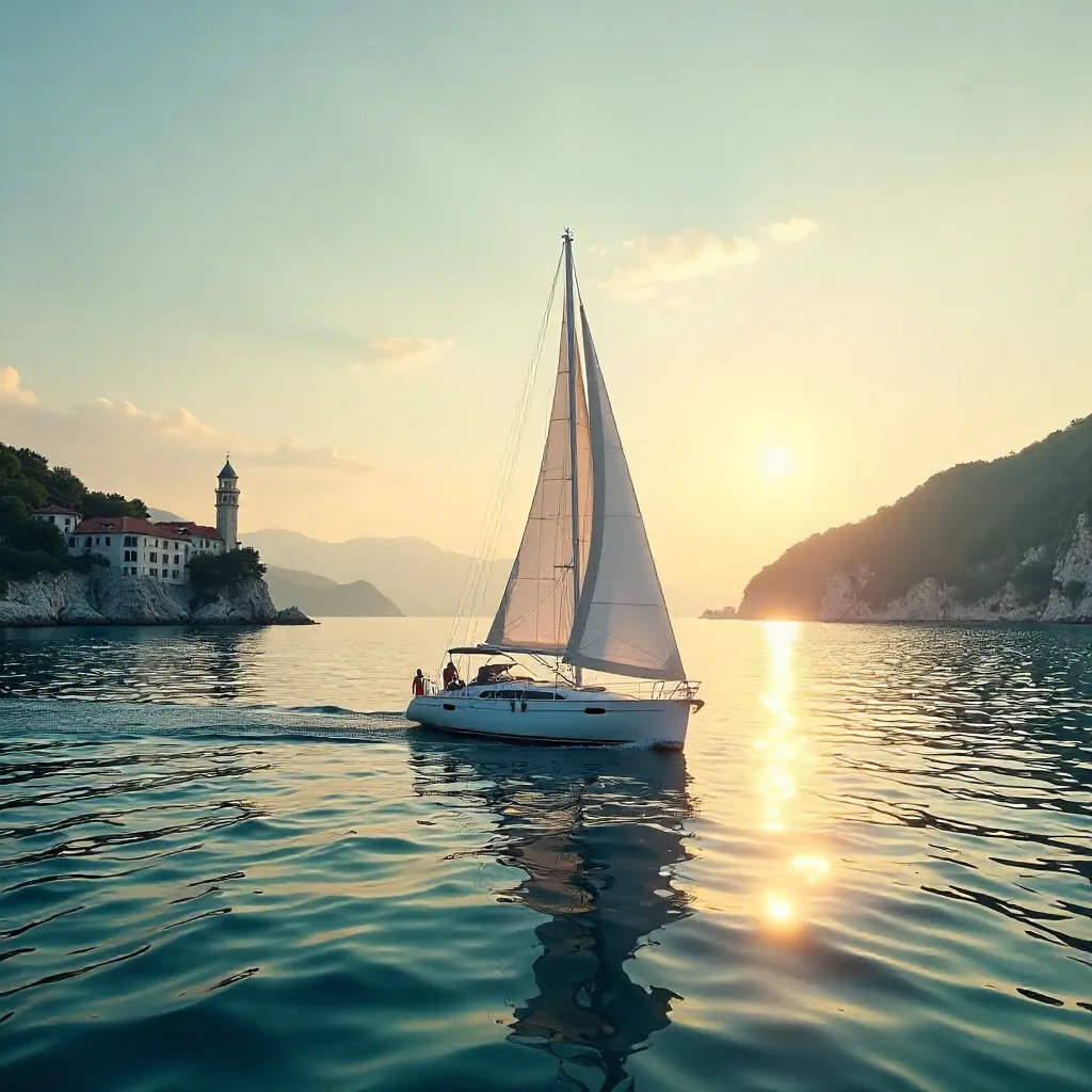 Lone Sailboat on the Adriatic near Piran, Slovenia