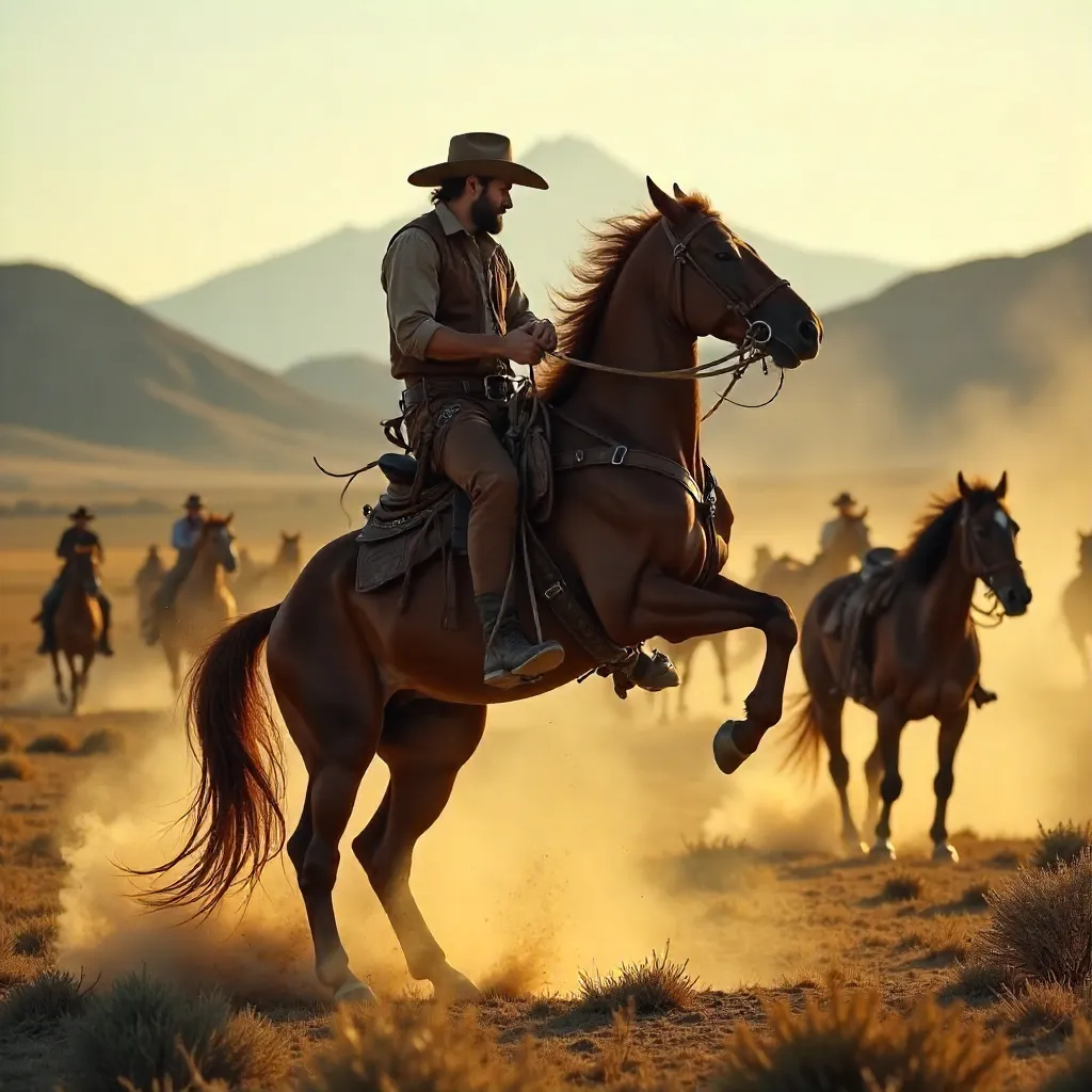 Cowboy Rides a Rearing Horse in Kayseri